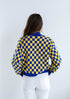 SD State Checkerboard Cropped Crew Sweater